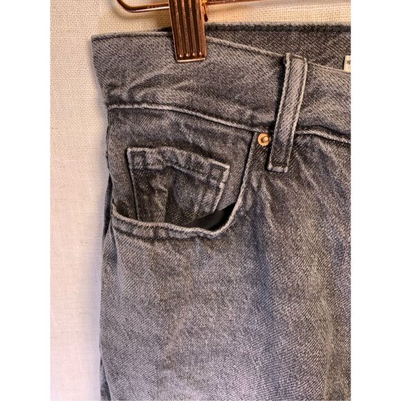 PacSun Black High Rise Jeans 25 Button Fly Straight Leg Raw Hem Grunge Y2K Denim - Picture 9 of 16